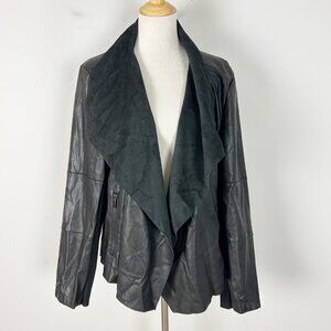 NEW Bagatelle Faux Leather Draped Jacket Black Moto Biker Size 3X Women's